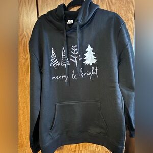 Black Hoodie with Festive Print